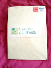Vintage Mothercare Baby Yellow Two Cotton Terry Crib Sheets Bedding In pack