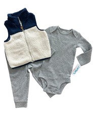 Carter  s Boys 18 Months Long Sleeve Bodysuit Pants And Vest 3 Piece Set NWT