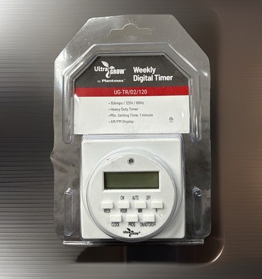 ULTRAGROW 120V DIGITAL LCD PROGRAMMABLE 7 DAY TIMER 3 PRONG DOUBLE OUTLET
