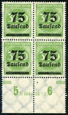 DR Mi.-Nr.  286 UR mit HAN H 5044.23 PL. 2 im UR-Viererblock postfrisch, gepr&uuml;ft