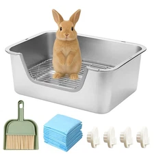 Stainless Steel Sifting Litter Box for Rabbit (L)
