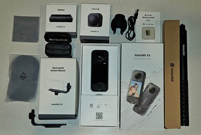 Insta360 X3 360 Action Camera with Extra Battery, Selfie Stick and Accessories