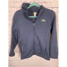 L.L.Bean Kids Sweater Fleece Hooded Jacket Full Zip Navy Sz L 14-16 Casual
