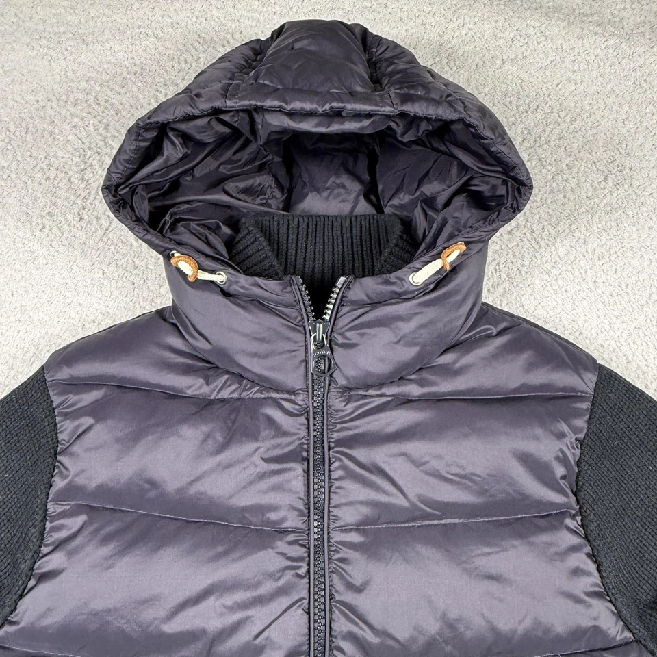 Chaqueta Scotch & Soda Para Hombre Mediana Negra Gris Con Capucha Mangas Tejidas Abombadas Foto 3 de 4