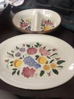 1960’s Stangl Pottery Fruit & Flowers Hand Painted 15” Platter -10” Divided Dish