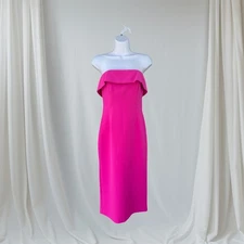 Bardot Women Off The Shoulder Ruffle Solid Pink Dress Poly Blend Stretch Size XS