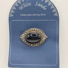 White Sands 925 Sterling Silver Black Onyx Oval Cabochon Brooch Pin Vintage