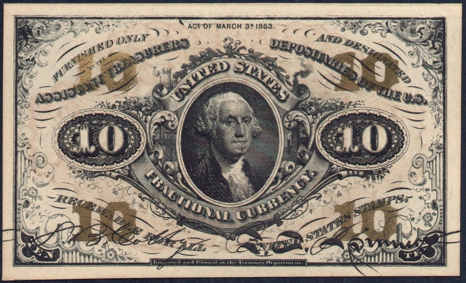 FR 1251 - 10c THIRD ISSUE - RED BACK - PMG 65 EPQ - GEM - GOOD EMBOSSING - RARE! - Image 3 of 4