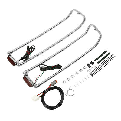 Saddlebag Lid Top Rail & LED Red Light Fit For Harley Touring Road King 94-13 