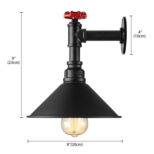 Vintage Industrial Steampunk Pipe Wall Light Sconce Retro 2 Heads Lamp Fixture - Picture 7 of 14