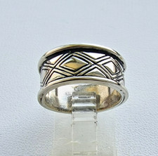MODERNIST OXIDIZED 925 STERLING SILVER GEOMETRIC BAND RING SIZE 6.25