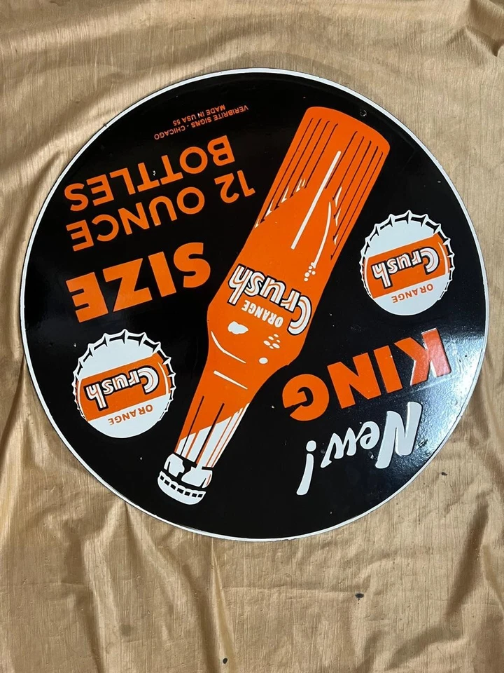 Letrero de porcelana esmalte naranja aplastado tamaño 30''X30"" pulgadas doble cara Foto 2 de 2