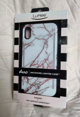LuMee Duo Illuminating Selfie Case For iPhone XS Max In White Marble - NEW