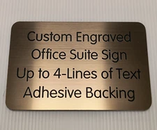 Custom Engraved Brushed Bronze 4x6 Office Sign | Small Business Wall Door Plaque