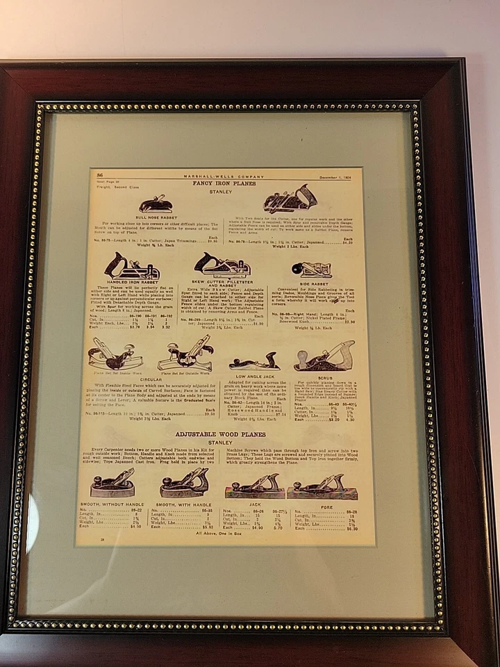 Stanley Tools Retro Framed 'Fancy Iron Plates' Vintage Framed Tool Ad 13x11 - Image 3 of 4