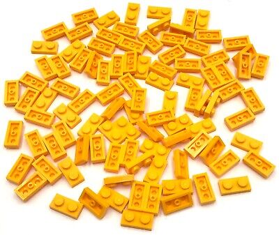 Lego Lot of 100 New Bright Light Orange Plates 2 x 6 Dot Building Blocks Pieces