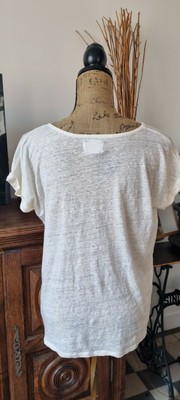 T-shirt Femme Soft Grey En Lin Taille 38/40 - Couleur Blanc, Neuf Sans étiquettes