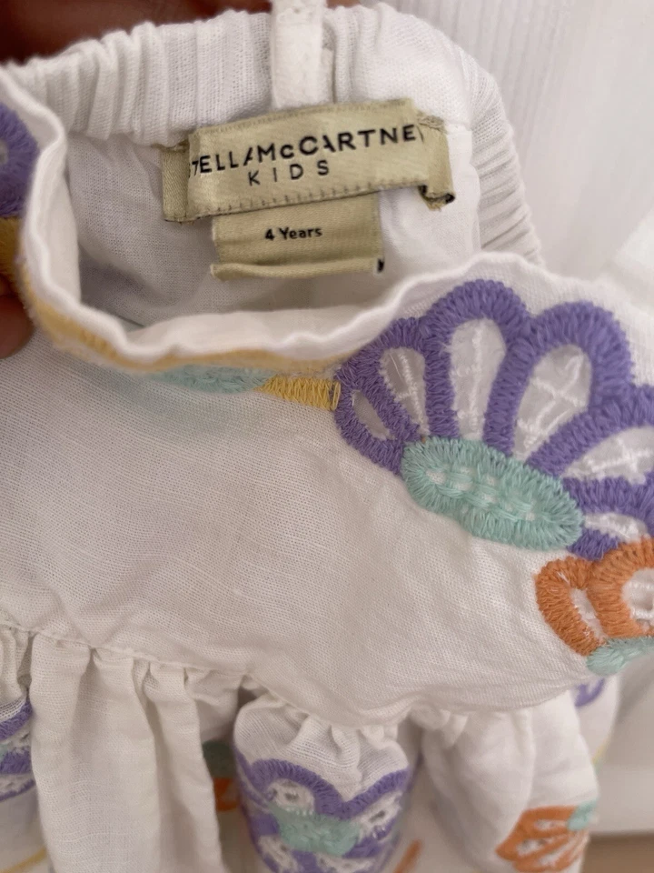 Stella McCartney Kids Girls 4T Festive Flower Linen Dress - Image 3 of 4