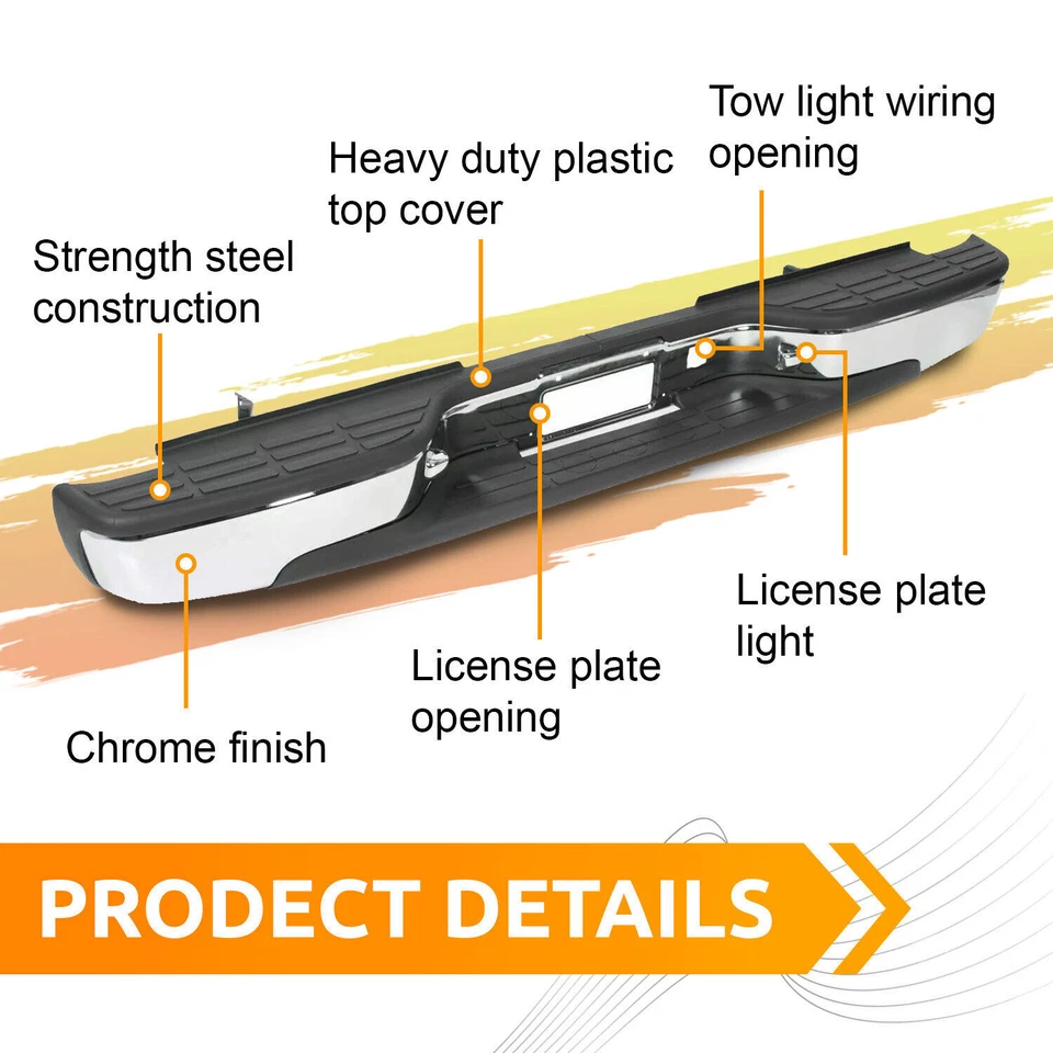 Chrome Rear Step Bumper For 1999-2004 05 06 2007 Chevy Silverado GMC Sierra 1500 - Image 3 of 4