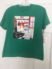 Christmas Star Wars Green Storm Trooper Santa T-Shirt Medium Youth New Kids