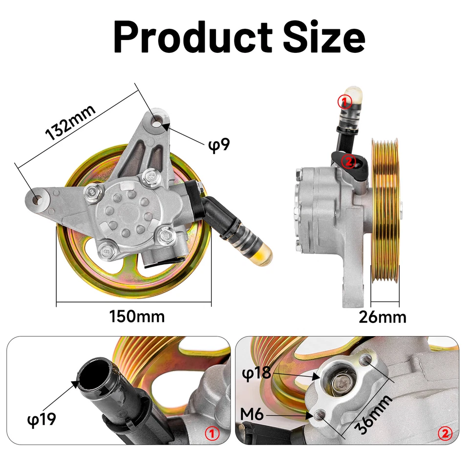 Насос гидроусилителя руля со шкивом для Acura TL 3,2 л 2004 2005 2006 2007 2008 - Изображение 4 из 4