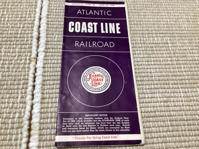 April - Juni 1967 Atlantic Coast Line Eisenbahn Fahrplan Zeittafel Streckenkarte