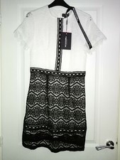 PLT pretty little thing Black And White Lace smart party formal Dress Size 10