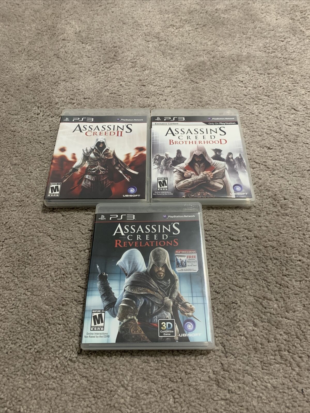 Assassins Creed 1 2 3 Brotherhood Revelations PS3 Game Lot