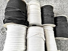 5M 10M 20M COLOURED FLAT ELASTIC BLACK WHITE 3mm 4mm 5mm 6mm 8mm 10mm 12mm