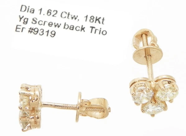 Trío de diamantes G-H/SI2 de 1,62 quilates de oro rosa de 18 quilates atornillados SOLO $1.595 Foto 2 de 3