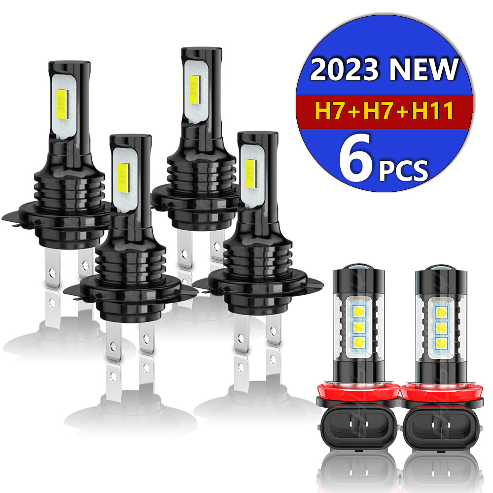 6PC For BMW 528i 535i 550i 2008-10 LED Headlight High Low Fog Light Bulbs Combo