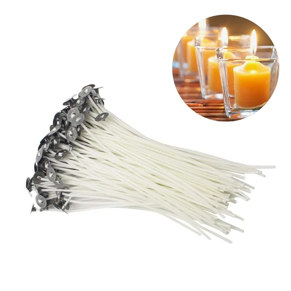 Candle Wicks 6 Inch Cotton Core Candle Making Supplies Pre Tabbed 100PCS New - Image 2 of 4