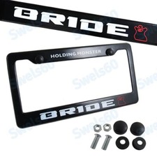 Abs License Plate Frame Black With Cap For Honda Civic Acura Jdm Bride Racing X1