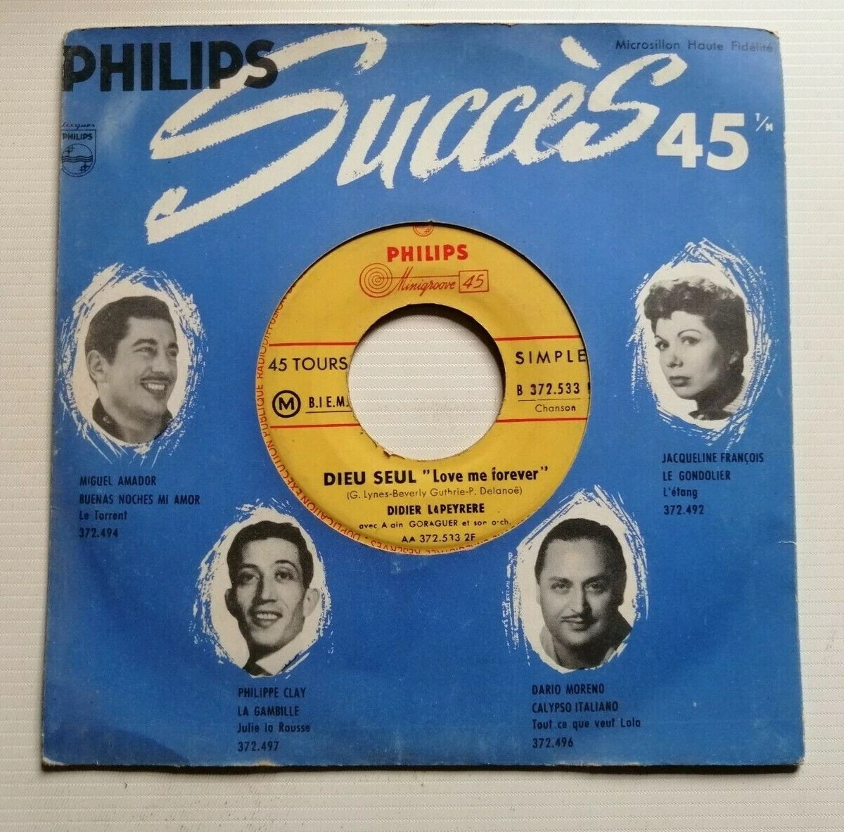 DIDIER LAPEYRERE : Sale Gosse / Dieu Seul 7" 45T JUKEBOX PHILIPS B.