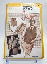 80s Mens Vests Vintage John Weitz Sewing Pattern Simplicity 9793 Size 42