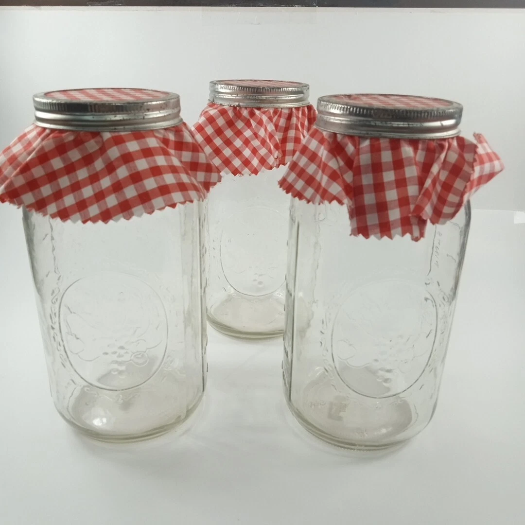 9.5" Mason 6 Cup Jars With Lids For Canning Jam Making Lot Of 3
