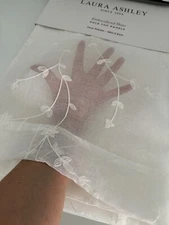 Laura Ashley Window Curtains 4 FOUR Panels 38 x 84 Cream White Embroidered Sheer