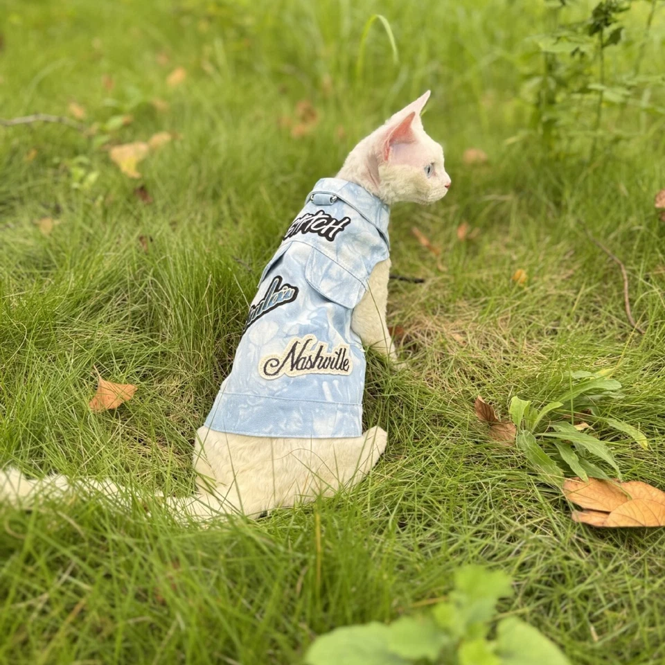 Spring and Autumn Cowboy Embroidered Vest Sphinx Hairless Cat German Clothes - Image 4 of 4
