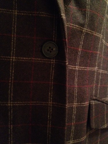 New Lands End Womens 8 Reg Wool Cashmere Blazer Jacket Window Pane Brown Red U12 - Picture 4 of 9