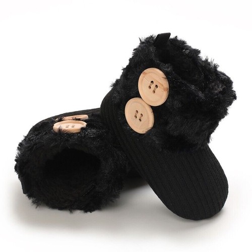 Newborn Baby Girl Bowknot Crib Shoes Toddler Winter Snow Booties Faux Fur Boots - Picture 13 of 21