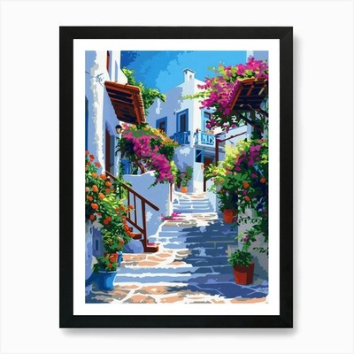 Griechenland Dorf 3 Kunstdruck gerahmt Wandbild Poster Leinwanddruck Bild