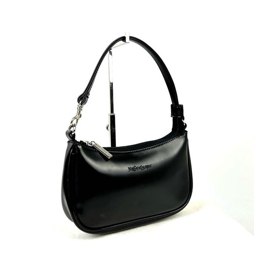 Yves Saint Laurent Vintage Handbag Logo Embossed Leather Silver Hardware