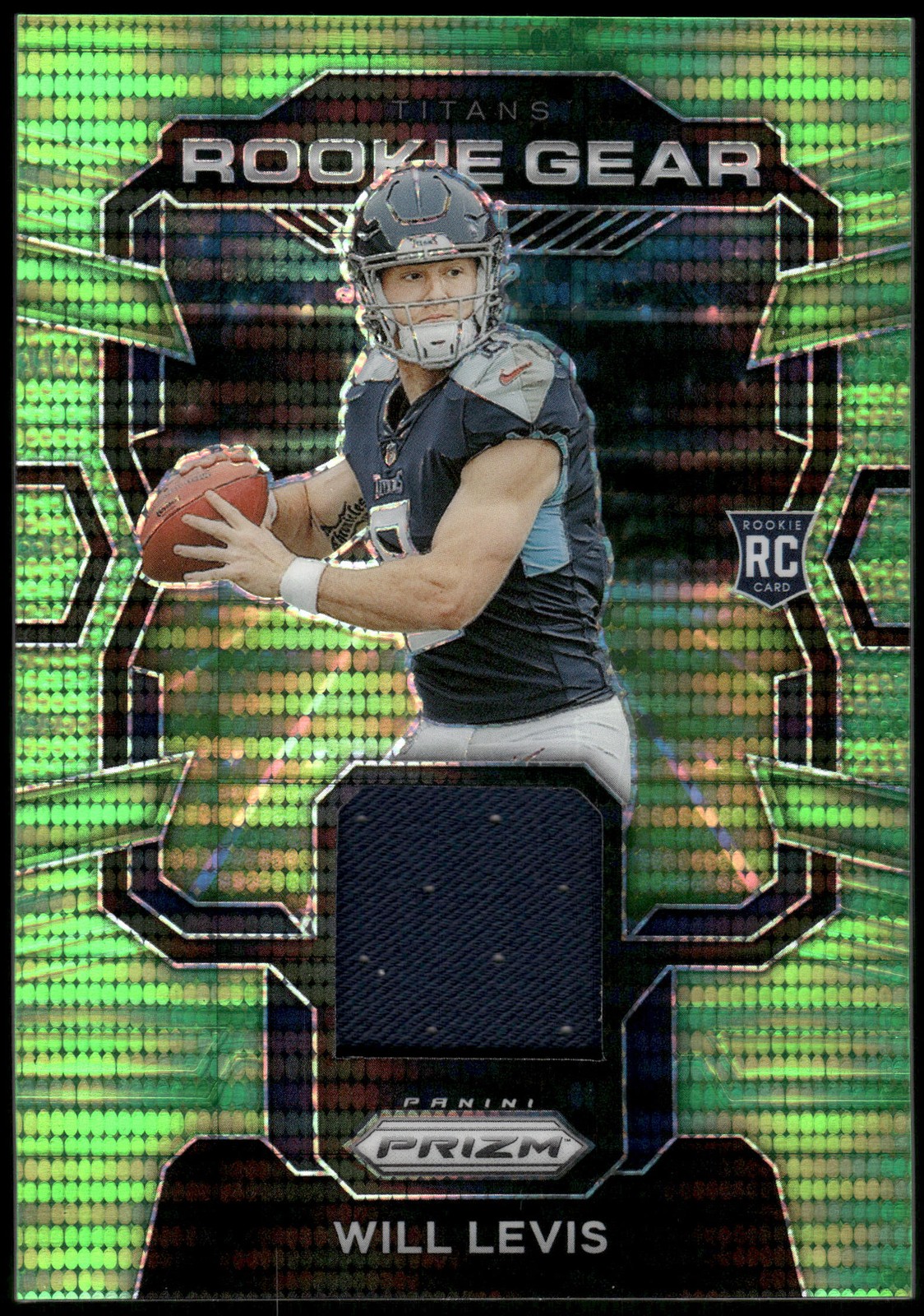 2023 Panini Prizm #RG-WL Will Levis Rookie Gear Neon Green Pulsar