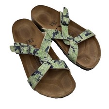 Birki's By Birkenstock Sylt Birko Flor Green Navy Sandals 37 L6 M4