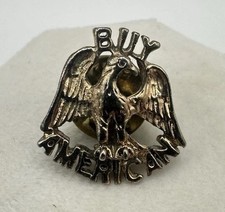 VTG “Buy American” Lapel Pin Eagle Bronze Tone Bird Patriotic Estate Sale Read