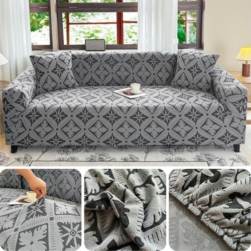 Couch Covers Jacquard Stretch Fit Lounge Sofa Slip Cover 1/2/3/4 Seater Washable - Picture 20 of 28