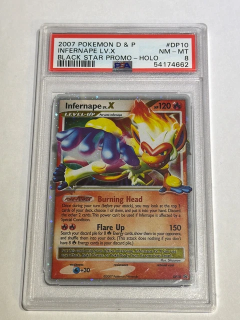 2007 INFERNAPE LV.X Pokemon #DP10 Diamond & Pearl Black Star Promo Holo PSA 8