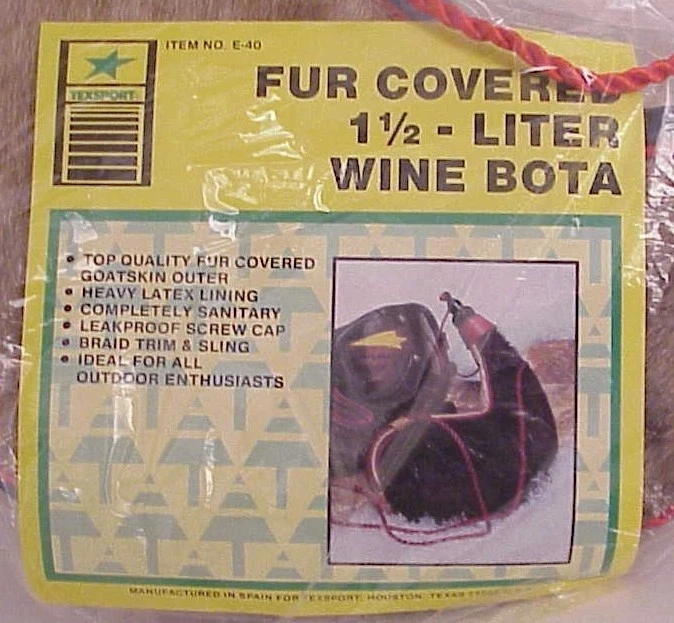 Bolsa Bota de Vino Texsport Cubierta de Piel de Cabra 1 1/2 Litro Hecha en España Nueva Foto 3 de 3