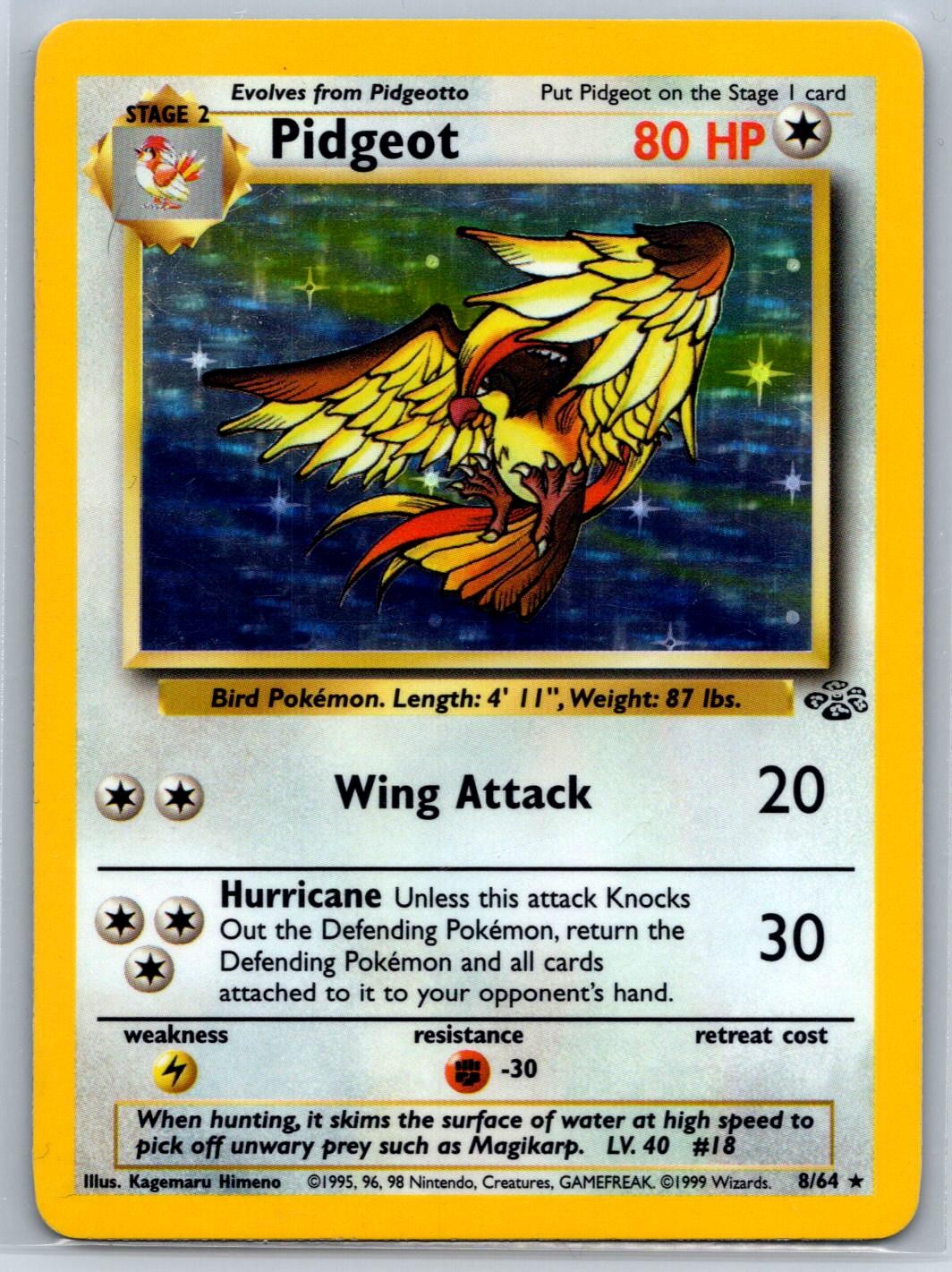 Pidgeot Unlimited Holo Jungle 8/64 Pokemon Card NM