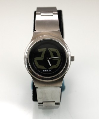 Relic Big Tic Uhr Herren Silber Edelstahl Wasserfest Batterie Schwarz Quarz